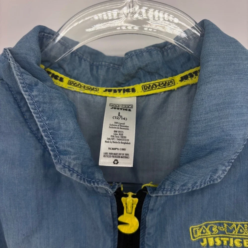 Pac-Man JUSTICE Girls Romper Kids Denim Blue Sleeveless Size‎ 12/14